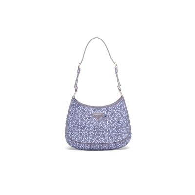 PRADA CLEO CRYSTAL EMBELLISHED SATIN SHOULDER BAG 1BC169 (22*18.5*4.5cm)  PRADA CLEO CRYSTAL EMBELLISHED SATIN SHOULDER BAG 1BC169 (22*18.5*4.5cm)